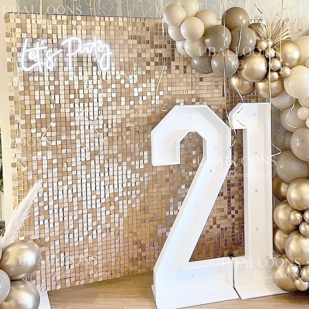 Sequin Fabric Panel - Paneles de Lentejuelas Doradas Mate Beige