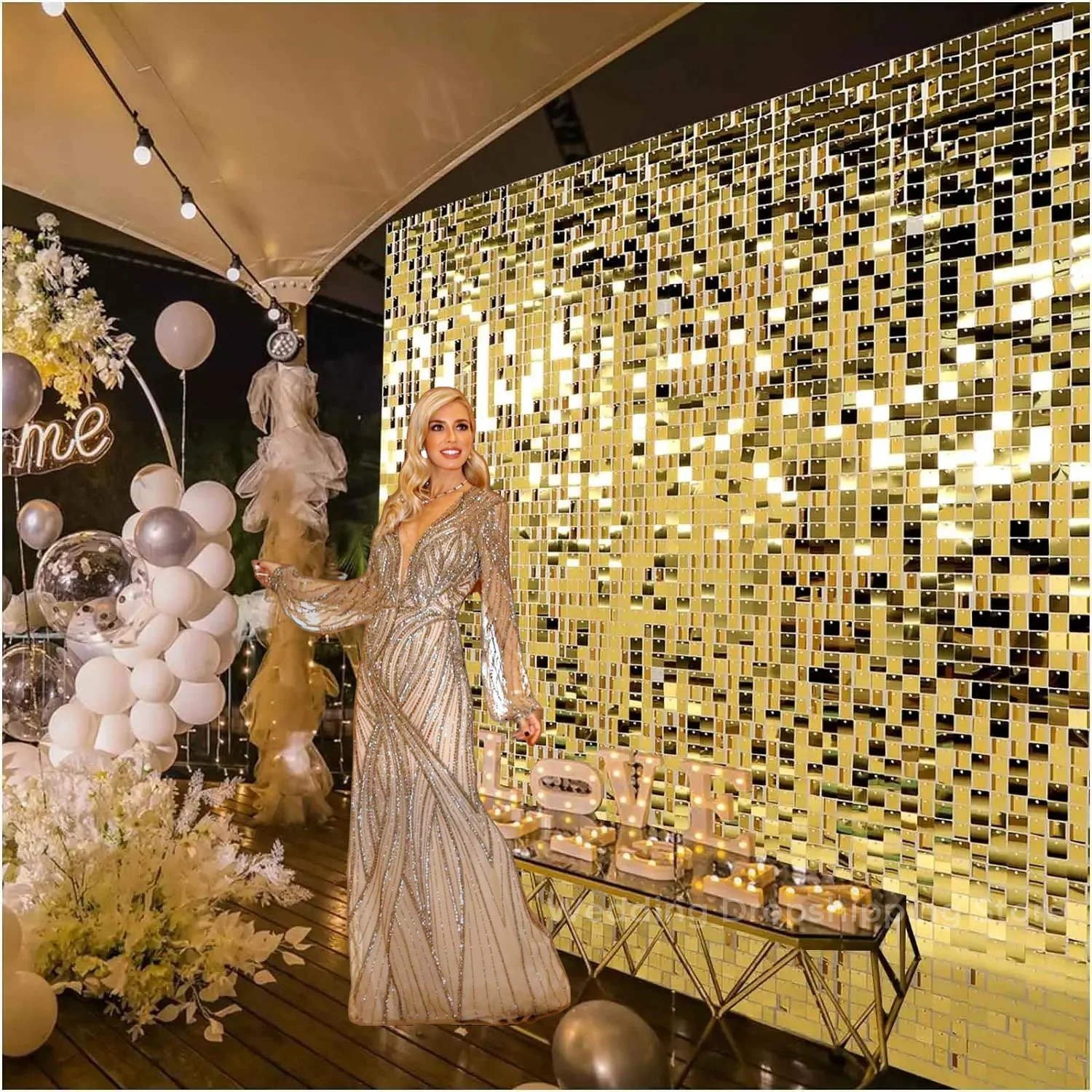 Sequin Fabric Panel - 12/24/30 Uds. Fondos de pared brillantes