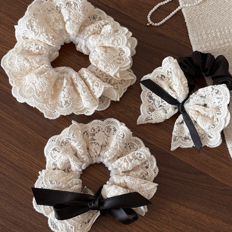 Lace Ribbon Trim - Diadema francesa retro de doble capa