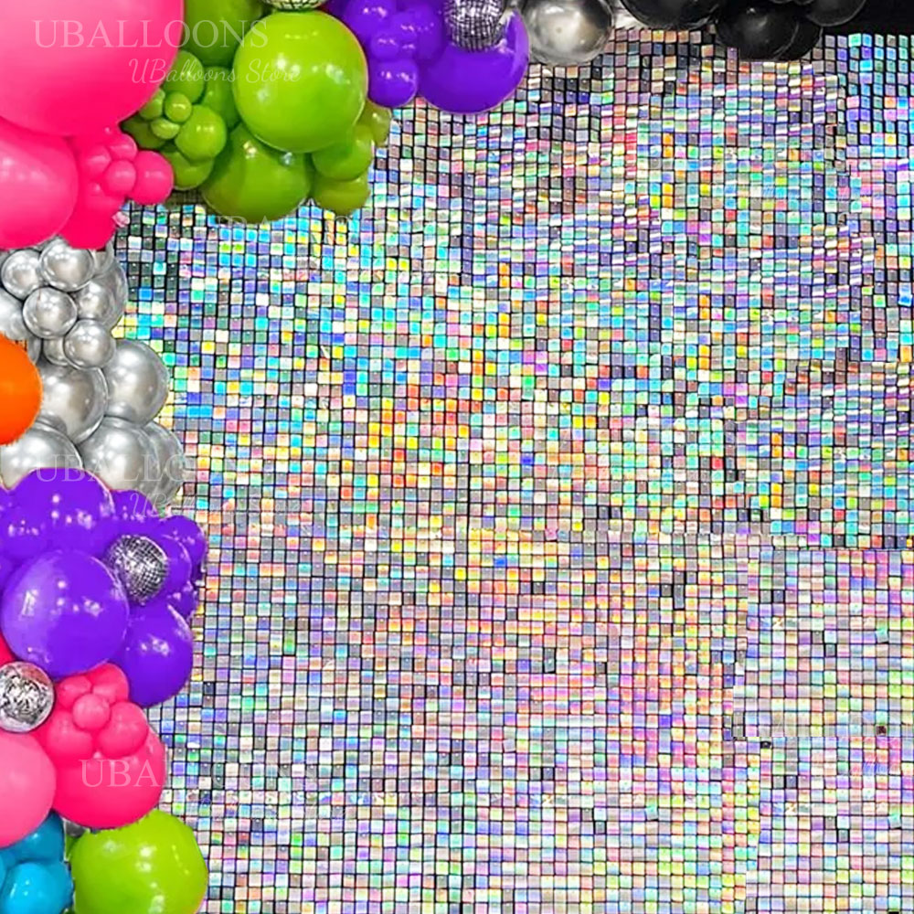Sequin Fabric Panel - Paneles de pared brillantes de plata