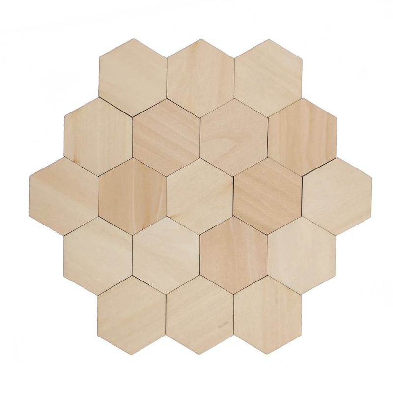 Christmas Craft Embellishment - Rebanadas hexagonales de madera en blanco,