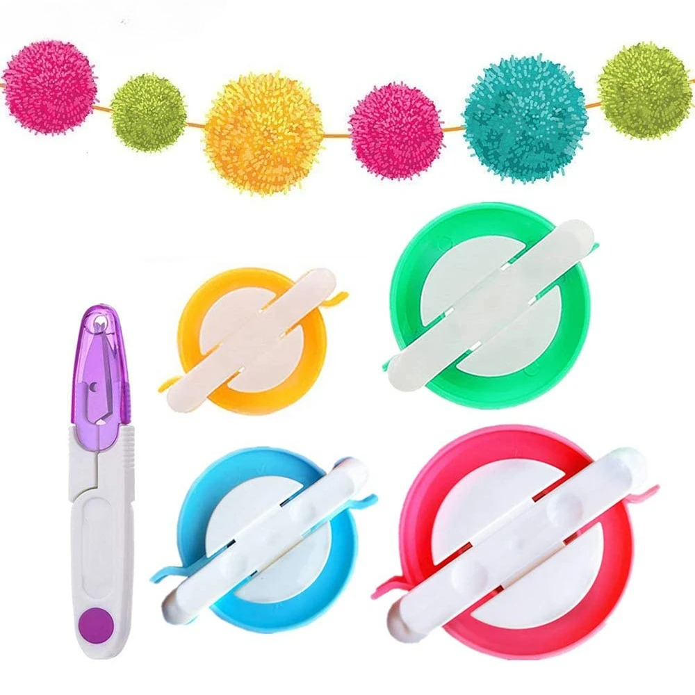Pom Pom Maker Tool - Kit para hacer pompones de 4