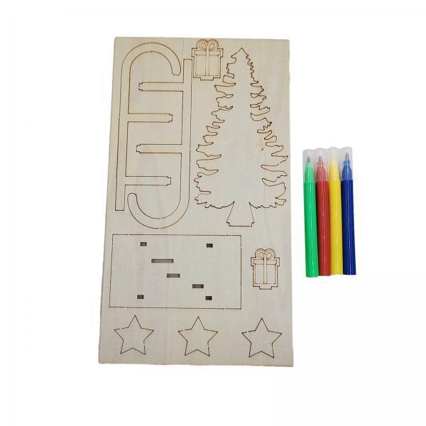 Christmas Craft Embellishment - 3x Trineos de madera para manualidades,