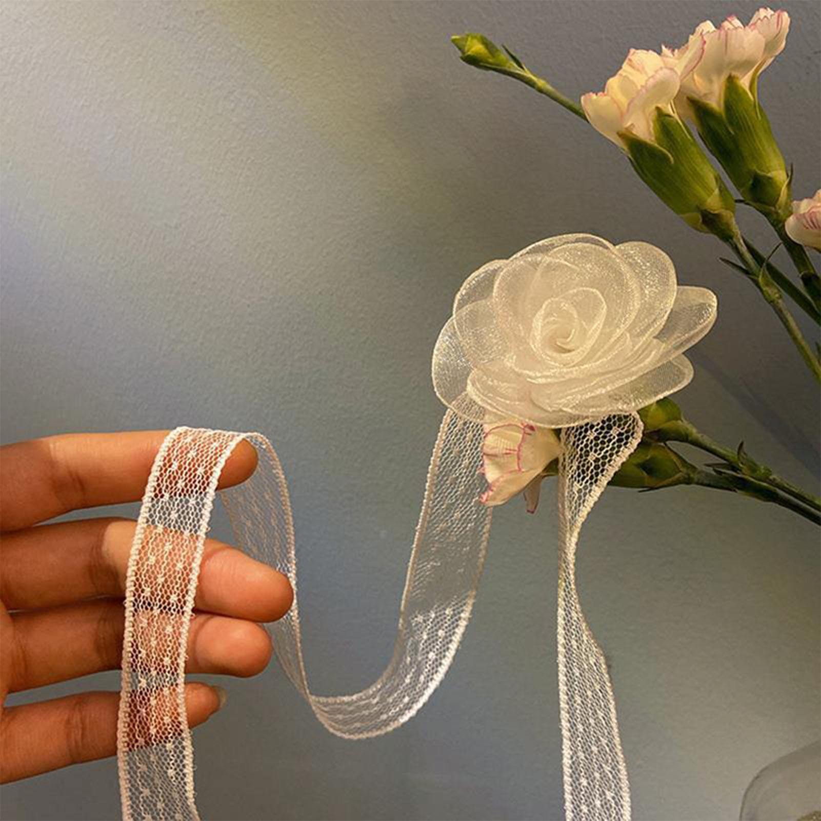 Diadema con lazo de encaje y d - Lace Ribbon Trim reseña y precio