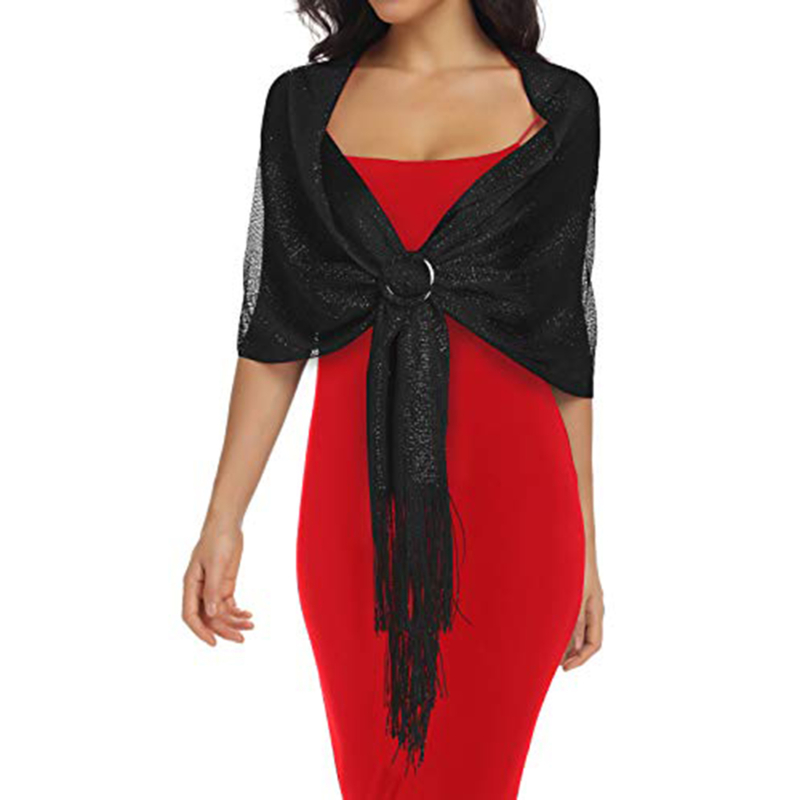 Chal Hijab Brillante Dorado y  - Tassel Fringe Trim reseña y precio