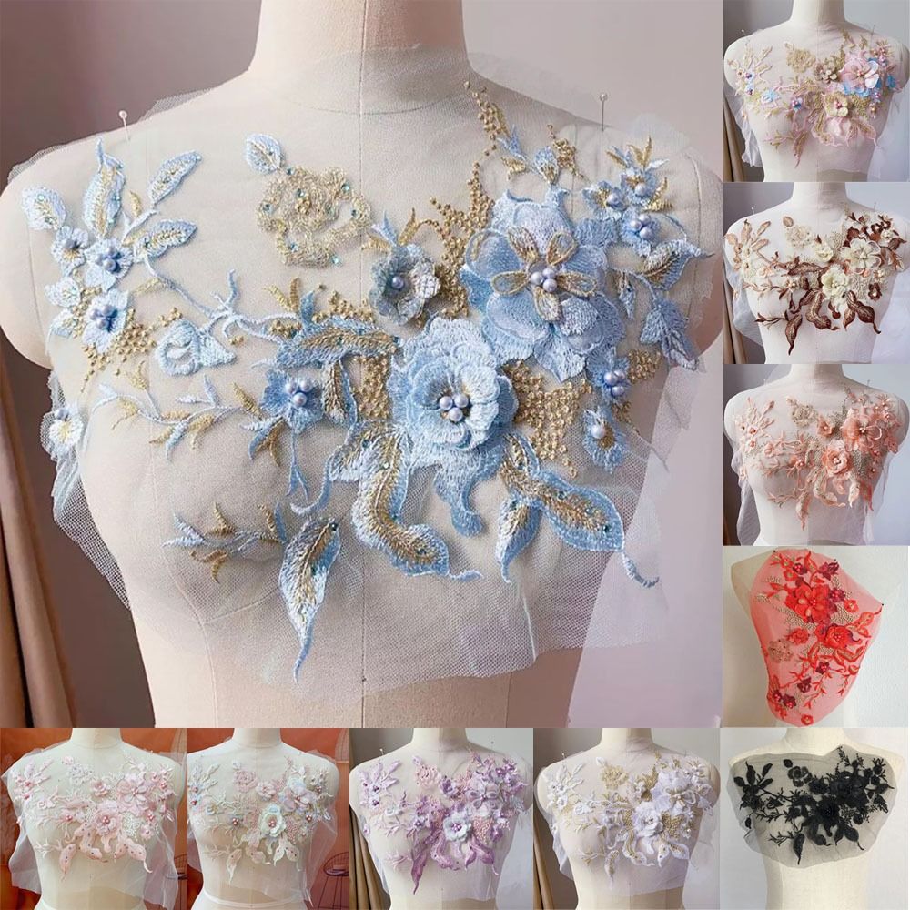Telas de encaje con cuentas de - Applique Patch Flower reseña y precio
