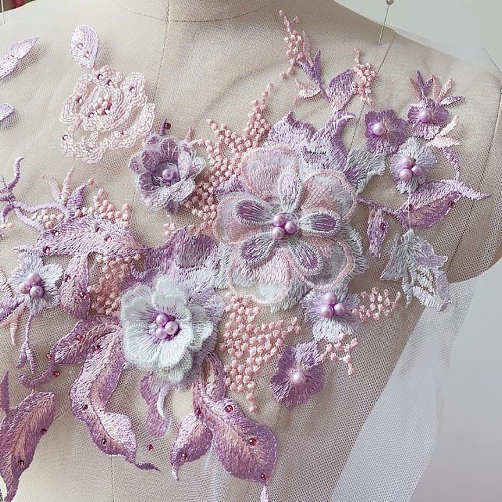 Telas de encaje con cuentas de - Applique Patch Flower reseña y precio