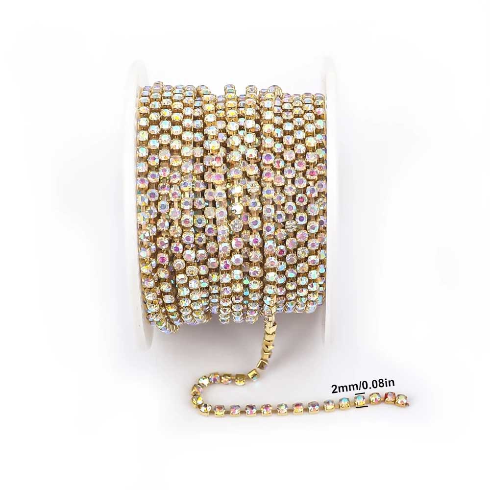 9m nuevo 2mm cristal AB cadena - Sew On Rhinestone reseña y precio