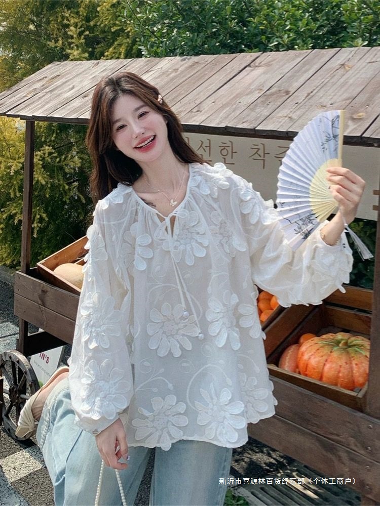 Blusa de manga larga con flore - Applique Patch Flower reseña y precio