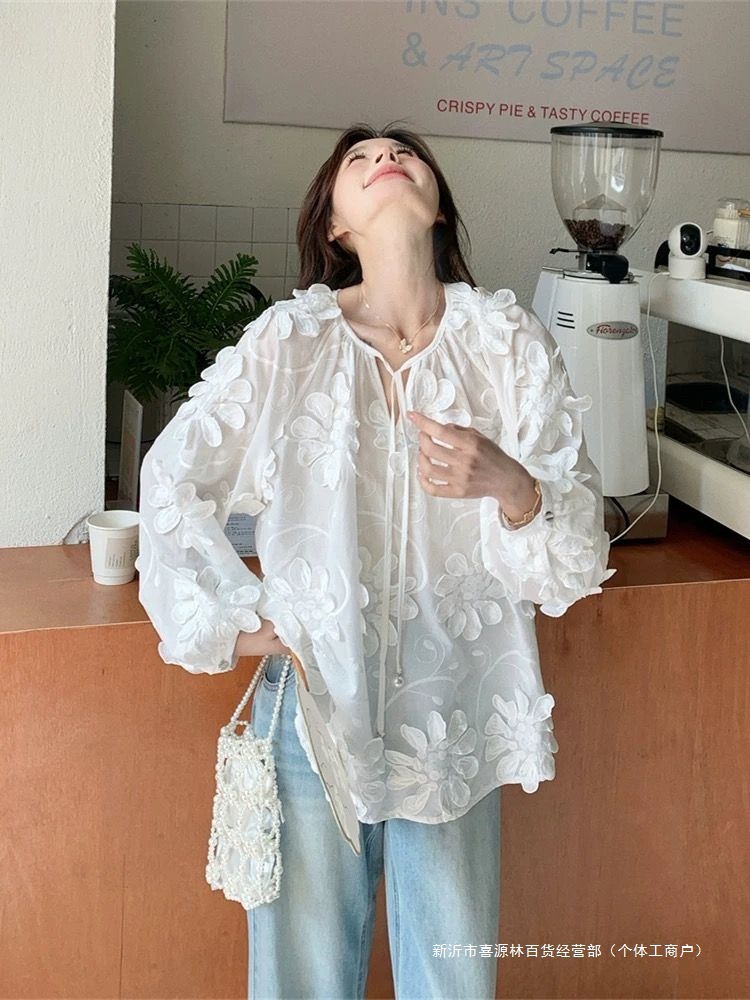 Blusa de manga larga con flore - Applique Patch Flower reseña y precio