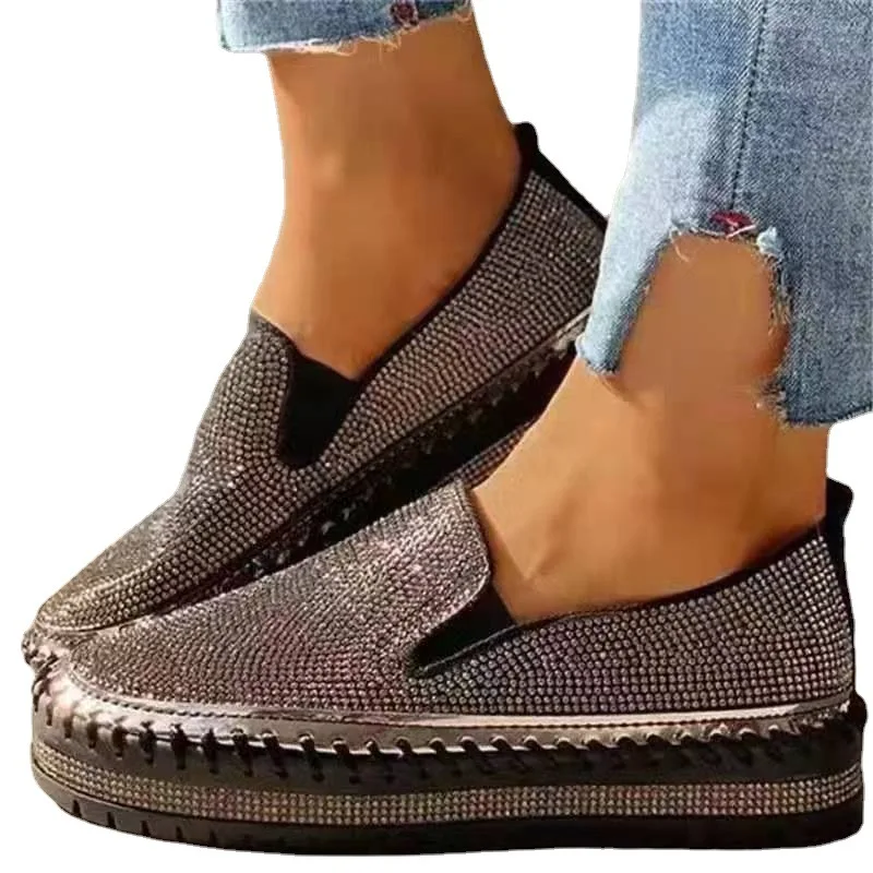 Zapatos planos de mujer con pl - Sew On Rhinestone reseña y precio