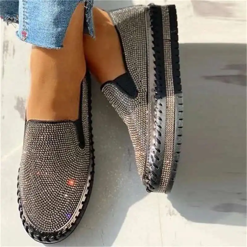 Zapatos planos de mujer con pl - Sew On Rhinestone reseña y precio