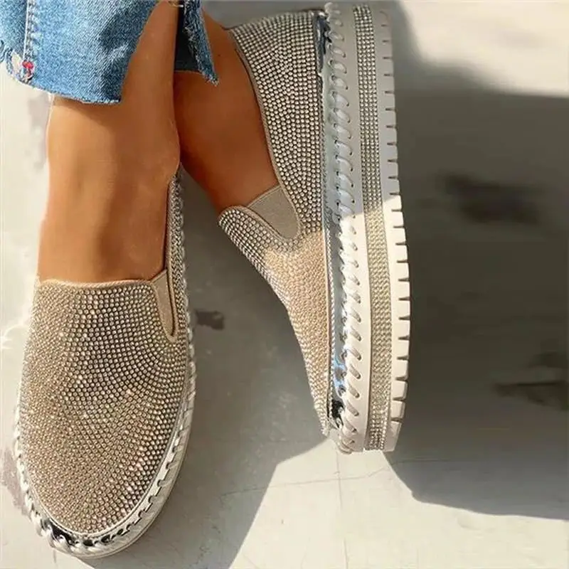 Zapatos planos de mujer con pl - Sew On Rhinestone reseña y precio