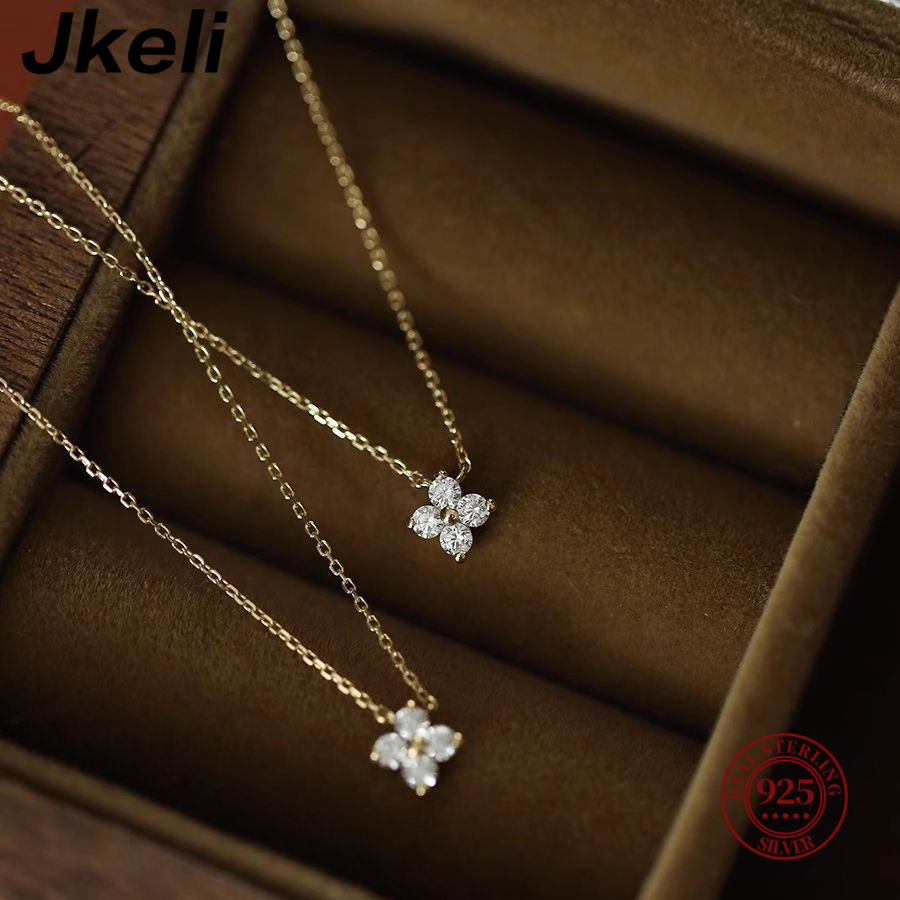Jkeli-collar pequeño de trébol - Pearl Trim Chain reseña y precio