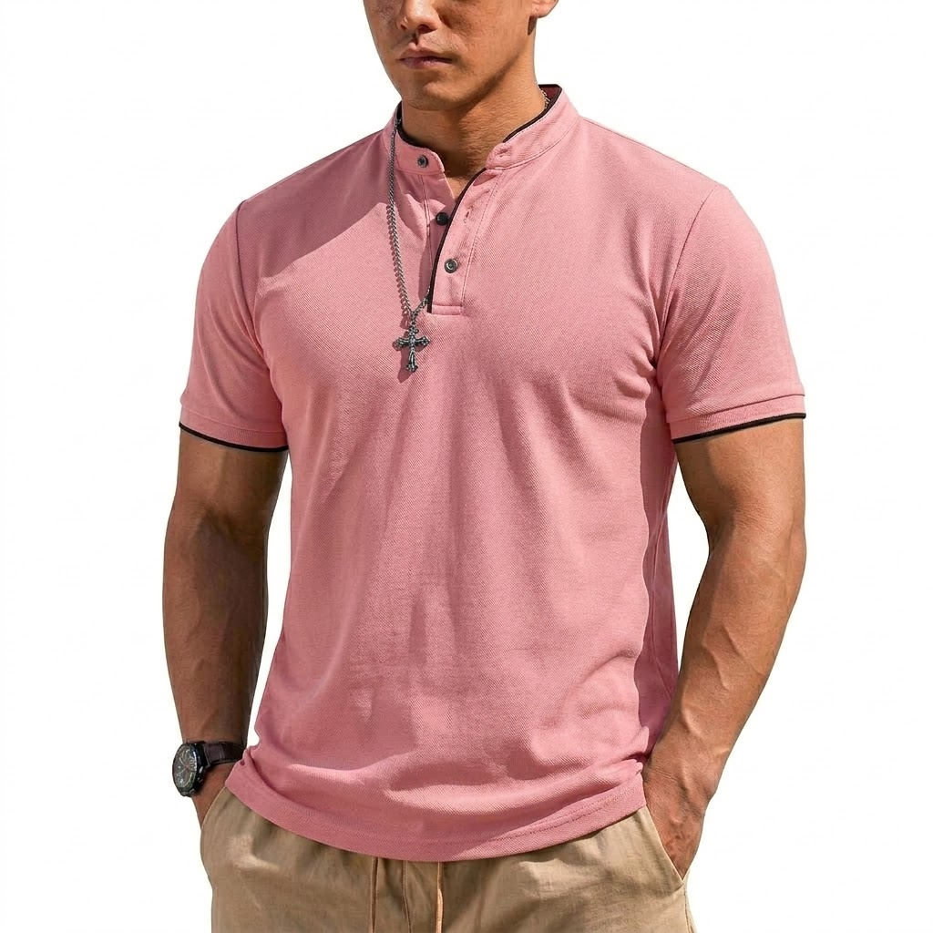 Camiseta Henley de Manga Corta - Embellish Knit reseña y precio