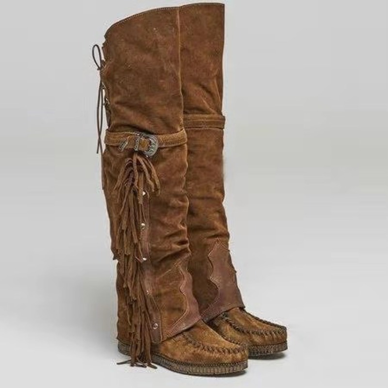 Botas de Mujer con Flecos y Bo - Tassel Fringe Trim reseña y precio