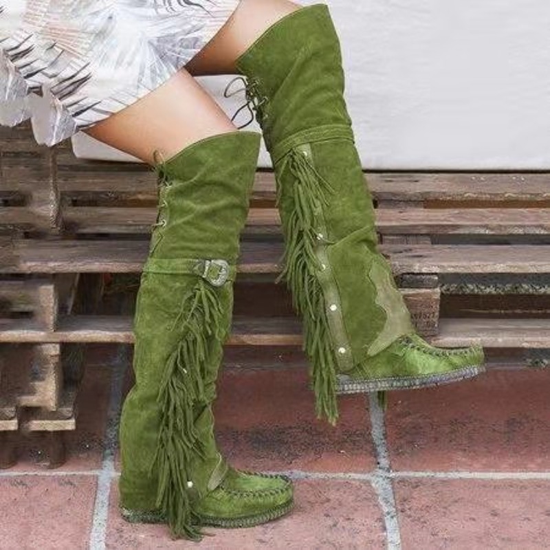 Botas de Mujer con Flecos y Bo - Tassel Fringe Trim reseña y precio